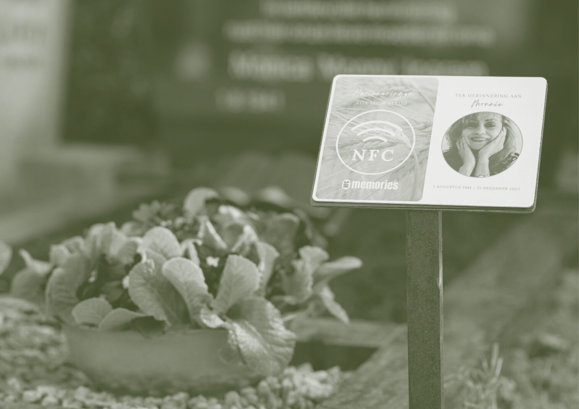 Verschillende designs van NFC gedenkborden in premium materialen